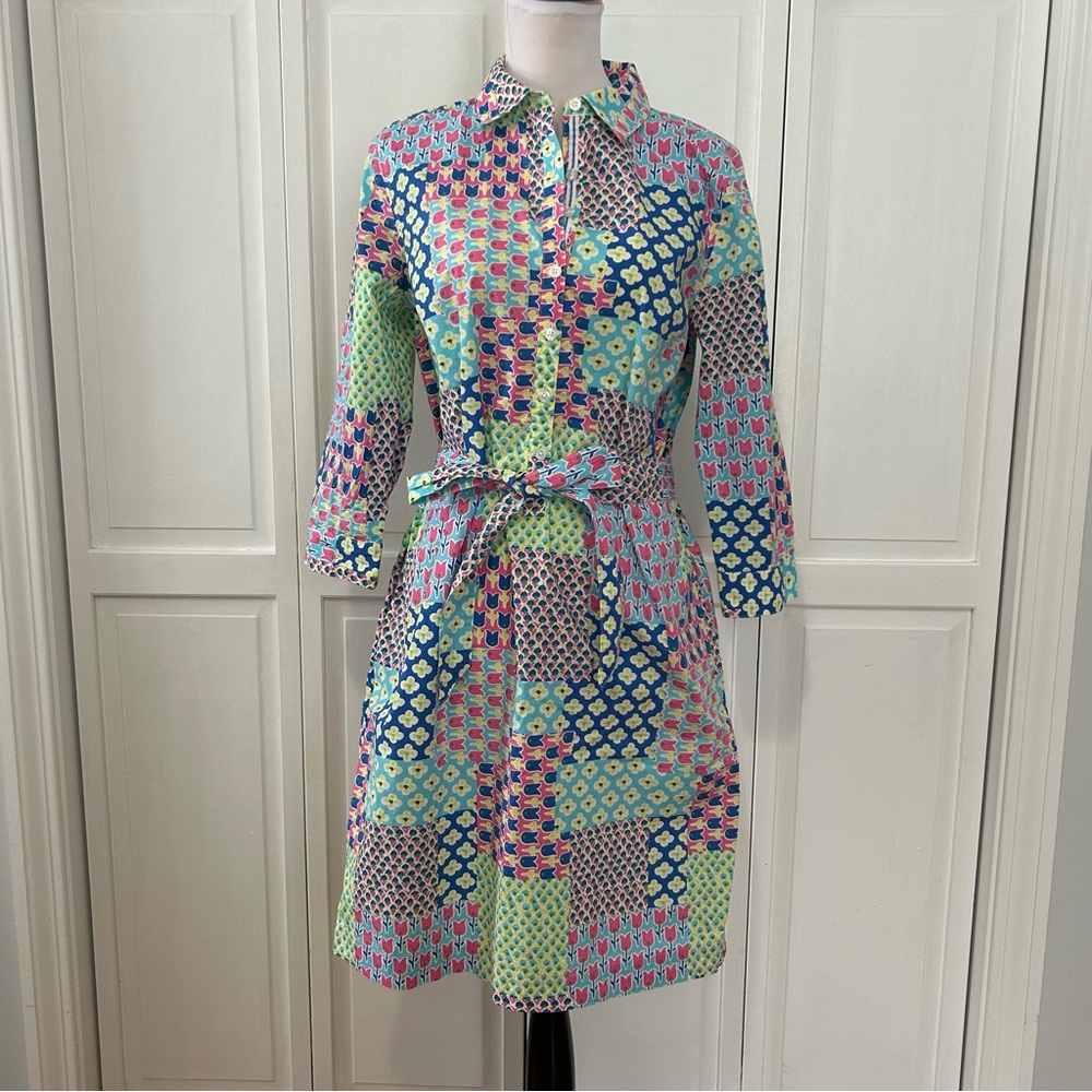 Talbots ISLAND MULTICOLOR PATCHWORK BELTED SHIRTD… - image 13